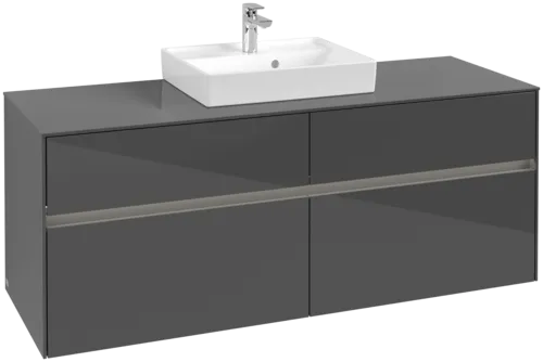 VILLEROY BOCH Toaletní skříňka Collaro, s osvětlením, 4 výsuvy, 1400 x 548 x 500 mm, lesklá šedá / lesklá šedá #C073B0FP