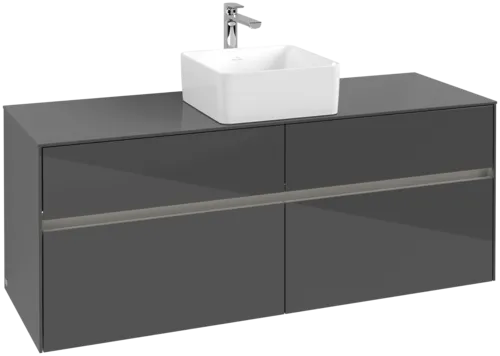 VILLEROY BOCH Toaletní skříňka Collaro, s osvětlením, 4 výsuvy, 1400 x 548 x 500 mm, lesklá šedá / lesklá šedá #C045B0FP