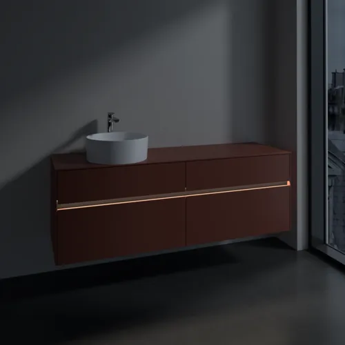VILLEROY BOCH Toaletní skříňka Collaro, s osvětlením, 4 výsuvy, 1600 x 548 x 500 mm, Vínově červená / Vínově červená #C050B0AH, obrázek 5