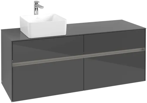 VILLEROY BOCH Toaletní skříňka Collaro, s osvětlením, 4 výsuvy, 1400 x 548 x 500 mm, lesklá šedá / lesklá šedá #C046B0FP