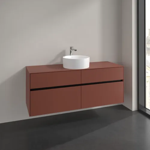 VILLEROY BOCH Toaletní skříňka Collaro, 4 výsuvy, 1400 x 548 x 500 mm, Vínově červená / Vínově červená #C04500AH, obrázek 2