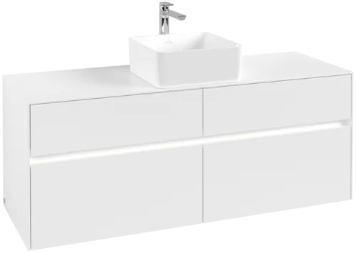 VILLEROY BOCH Toaletní skříňka Collaro, s osvětlením, 4 výsuvy, 1400 x 548 x 500 mm, bílá matná / bílá matná #C045B0MS