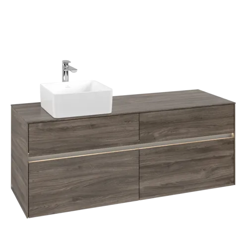VILLEROY BOCH Umyvadlová skříňka Collaro, s osvětlením, 4 výsuvy, 1400 x 548 x 500 mm, dub kamenný #C046B0RK