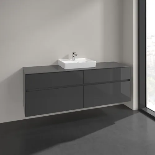VILLEROY BOCH Toaletní skříňka Collaro, 4 výsuvy, 1600 x 548 x 500 mm, lesklá šedá / lesklá šedá #C07700FP, obrázek 2