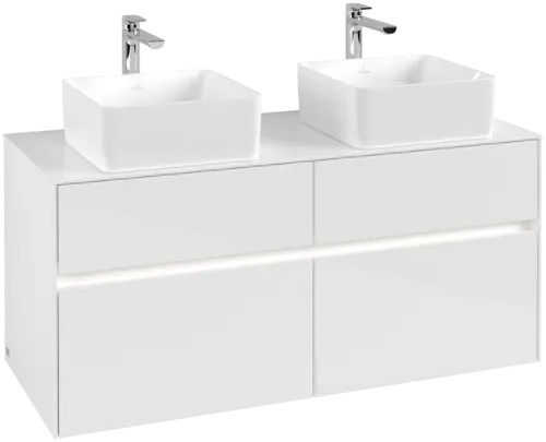 VILLEROY BOCH Collaro toaletní skříňka, s osvětlením, 4 výsuvy, 1200 x 548 x 500 mm, lesklá bílá / lesklá bílá #C044B0DH