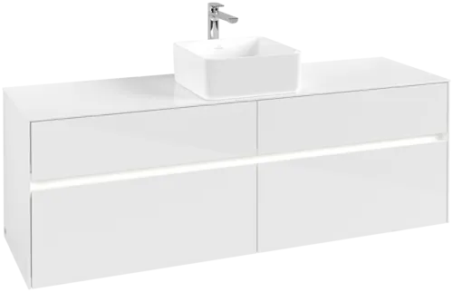 VILLEROY BOCH Toaletní skříňka Collaro, s osvětlením, 4 výsuvy, 1600 x 548 x 500 mm, lesklá bílá / lesklá bílá #C049B0DH