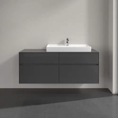VILLEROY BOCH Toaletní skříňka Collaro, 4 výsuvy, 1400 x 548 x 500 mm, lesklá šedá / lesklá šedá #C09000FP, obrázek 3