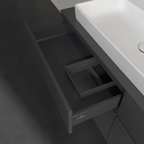 VILLEROY BOCH Toaletní skříňka Collaro, 4 výsuvy, 1400 x 548 x 500 mm, lesklá šedá / lesklá šedá #C08900FP, obrázek 7