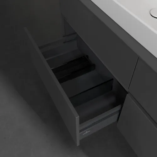 VILLEROY BOCH Toaletní skříňka Collaro, 4 výsuvy, 1400 x 548 x 500 mm, lesklá šedá / lesklá šedá #C08900FP, obrázek 6