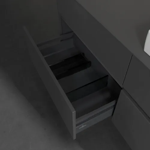 VILLEROY BOCH Toaletní skříňka Collaro, s osvětlením, 4 výsuvy, 1400 x 548 x 500 mm, lesklá šedá / lesklá šedá #C086B0FP, obrázek 7