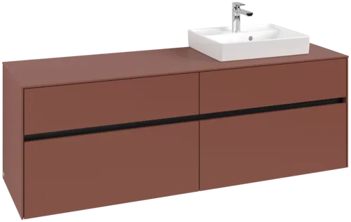 VILLEROY BOCH Toaletní skříňka Collaro, s osvětlením, 4 výsuvy, 1600 x 548 x 500 mm, Vínově červená / Vínově červená #C079B0AH