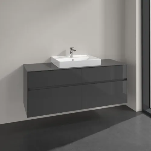 VILLEROY BOCH Toaletní skříňka Collaro, 4 výsuvy, 1400 x 548 x 500 mm, lesklá šedá / lesklá šedá #C08400FP, obrázek 2