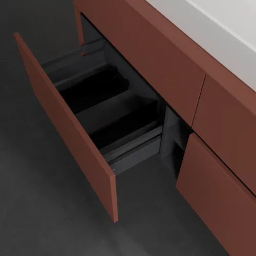VILLEROY BOCH Toaletní skříňka Collaro, s osvětlením, 4 výsuvy, 1400 x 548 x 500 mm, Vínově červená / Vínově červená #C088B0AH, obrázek 7