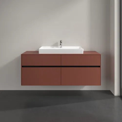 VILLEROY BOCH Toaletní skříňka Collaro, s osvětlením, 4 výsuvy, 1400 x 548 x 500 mm, Vínově červená / Vínově červená #C088B0AH, obrázek 3