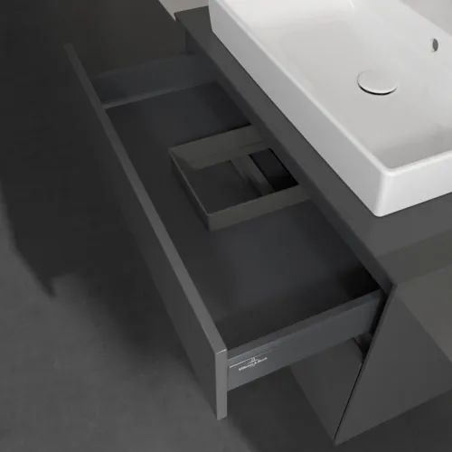 VILLEROY BOCH Toaletní skříňka Collaro, s osvětlením, 2 výsuvy, 800 x 548 x 500 mm, lesklá šedá / lesklá šedá #C080B0FP, obrázek 8