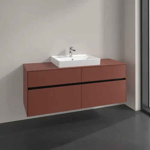 VILLEROY BOCH Toaletní skříňka Collaro, 4 výsuvy, 1400 x 548 x 500 mm, Vínově červená / Vínově červená #C08400AH, obrázek 2