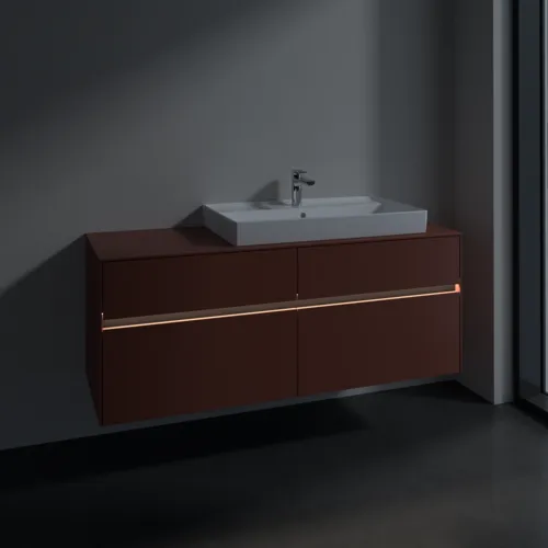 VILLEROY BOCH Toaletní skříňka Collaro, s osvětlením, 4 výsuvy, 1400 x 548 x 500 mm, Vínově červená / Vínově červená #C090B0AH, obrázek 5