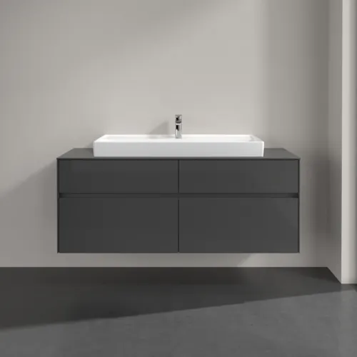 VILLEROY BOCH Toaletní skříňka Collaro, s osvětlením, 4 výsuvy, 1400 x 548 x 500 mm, lesklá šedá / lesklá šedá #C092B0FP, obrázek 3