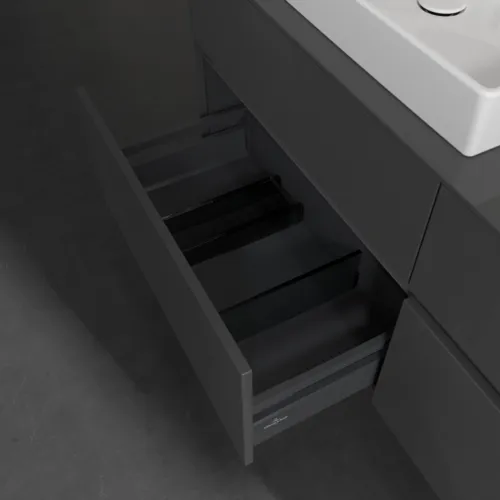 VILLEROY BOCH Toaletní skříňka Collaro, 4 výsuvy, 1400 x 548 x 500 mm, lesklá šedá / lesklá šedá #C08500FP, obrázek 6