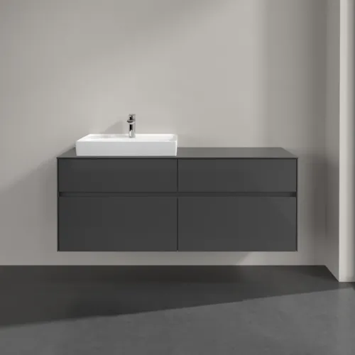 VILLEROY BOCH Toaletní skříňka Collaro, s osvětlením, 4 výsuvy, 1400 x 548 x 500 mm, lesklá šedá / lesklá šedá #C085B0FP, obrázek 3