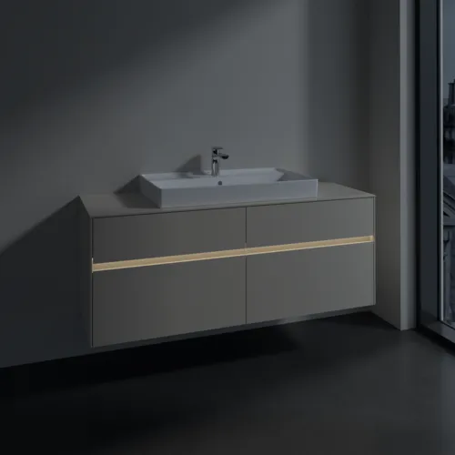 VILLEROY BOCH Toaletní skříňka Collaro, s osvětlením, 4 výsuvy, 1400 x 548 x 500 mm, Cashmere Grey / Cashmere Grey #C088B0VN, obrázek 5