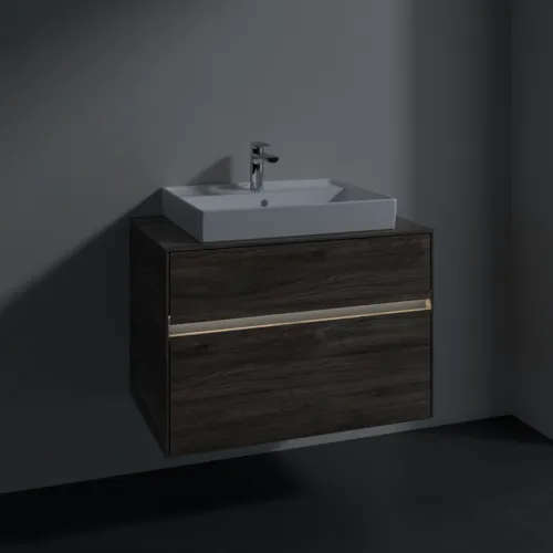 VILLEROY BOCH Umyvadlová skříňka Collaro, s osvětlením, 2 výsuvy, 800 x 548 x 500 mm, dub kamenný #C080B0RK, obrázek 5