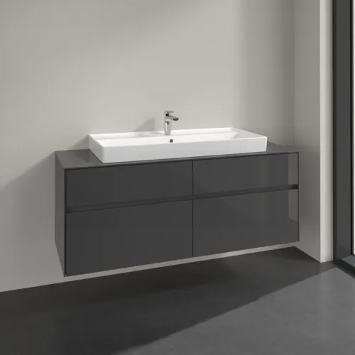 VILLEROY BOCH Toaletní skříňka Collaro, 4 výsuvy, 1400 x 548 x 500 mm, lesklá šedá / lesklá šedá #C09200FP, obrázek 2