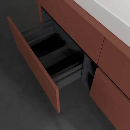 VILLEROY BOCH Toaletní skříňka Collaro, 4 výsuvy, 1400 x 548 x 500 mm, Vínově červená / Vínově červená #C09200AH, obrázek 6