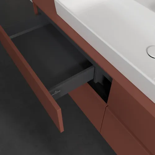 VILLEROY BOCH Toaletní skříňka Collaro, 4 výsuvy, 1400 x 548 x 500 mm, Vínově červená / Vínově červená #C09200AH, obrázek 7