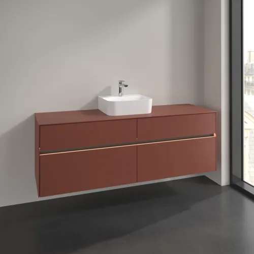 VILLEROY BOCH Toaletní skříňka Collaro, s osvětlením, 4 výsuvy, 1600 x 548 x 500 mm, Vínově červená / Vínově červená #C104B0AH, obrázek 2