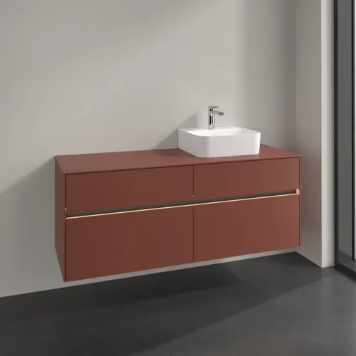 VILLEROY BOCH Toaletní skříňka Collaro, s osvětlením, 4 výsuvy, 1400 x 548 x 500 mm, Vínově červená / Vínově červená #C102B0AH, obrázek 2
