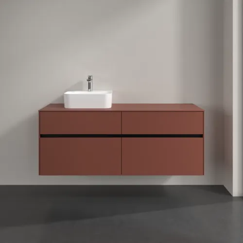 VILLEROY BOCH Toaletní skříňka Collaro, s osvětlením, 4 výsuvy, 1400 x 548 x 500 mm, Vínově červená / Vínově červená #C101B0AH, obrázek 3