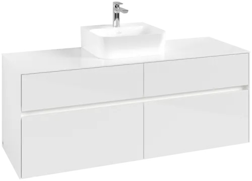 VILLEROY BOCH Toaletní skříňka Collaro, s osvětlením, 4 výsuvy, 1400 x 548 x 500 mm, lesklá bílá / lesklá bílá #C100B0DH