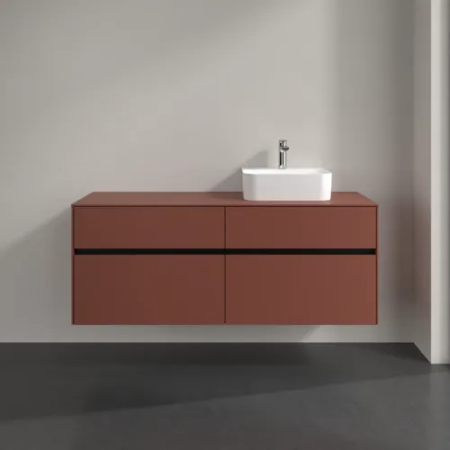 VILLEROY BOCH Toaletní skříňka Collaro, 4 výsuvy, 1400 x 548 x 500 mm, Vínově červená / Vínově červená #C10200AH, obrázek 3