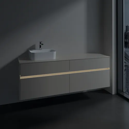VILLEROY BOCH Toaletní skříňka Collaro, s osvětlením, 4 výsuvy, 1600 x 548 x 500 mm, Cashmere Grey / Cashmere Grey #C105B0VN, obrázek 5