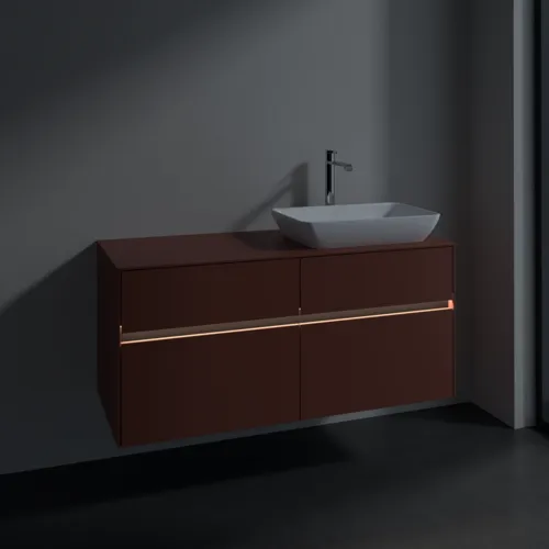 VILLEROY BOCH Toaletní skříňka Collaro, s osvětlením, 4 výsuvy, 1200 x 548 x 500 mm, Vínově červená / Vínově červená #C114B0AH, obrázek 5