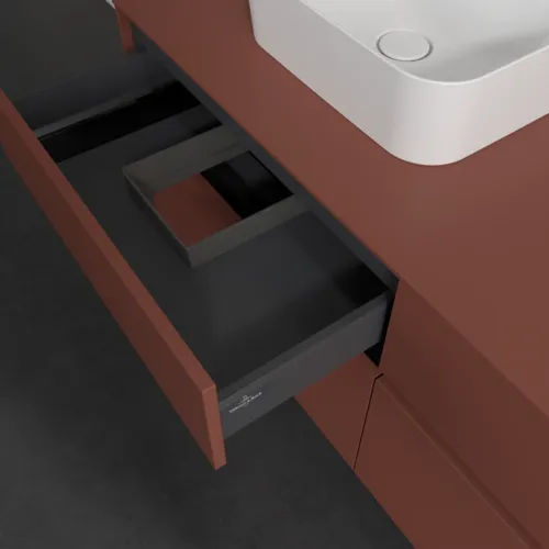 VILLEROY BOCH Toaletní skříňka Collaro, 4 výsuvy, 1400 x 548 x 500 mm, Vínově červená / Vínově červená #C10100AH, obrázek 7