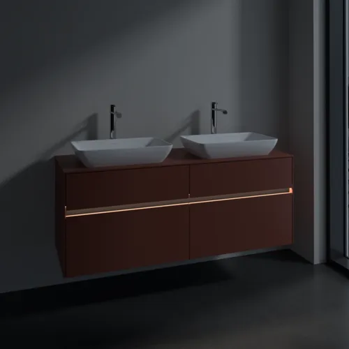 VILLEROY BOCH Toaletní skříňka Collaro, s osvětlením, 4 výsuvy, 1400 x 548 x 500 mm, Vínově červená / Vínově červená #C119B0AH, obrázek 5