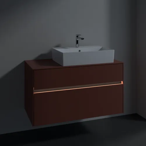 VILLEROY BOCH Collaro toaletní skříňka, s osvětlením, 2 výsuvy, 1000 x 548 x 500 mm, Vínově červená / Vínově červená #C127B0AH, obrázek 5