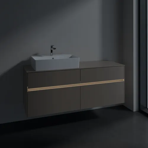 VILLEROY BOCH Toaletní skříňka Collaro, s osvětlením, 4 výsuvy, 1400 x 548 x 500 mm, taupe / taupe #C132B0VM, obrázek 5