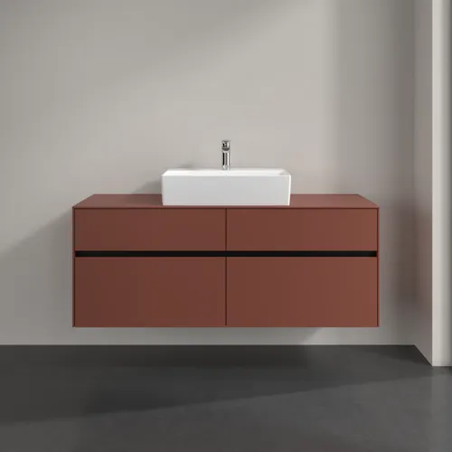 VILLEROY BOCH Toaletní skříňka Collaro, 4 výsuvy, 1400 x 548 x 500 mm, Vínově červená / Vínově červená #C13100AH, obrázek 3