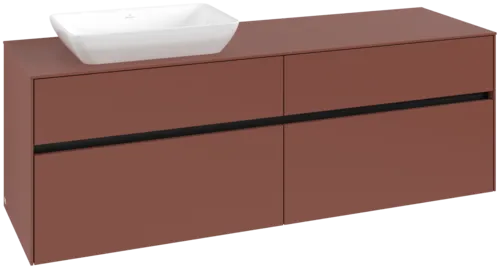 VILLEROY BOCH Toaletní skříňka Collaro, s osvětlením, 4 výsuvy, 1600 x 548 x 500 mm, Vínově červená / Vínově červená #C121B0AH