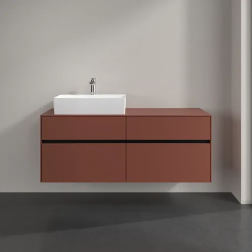 VILLEROY BOCH Toaletní skříňka Collaro, 4 výsuvy, 1400 x 548 x 500 mm, Vínově červená / Vínově červená #C13200AH, obrázek 3