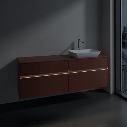 VILLEROY BOCH Toaletní skříňka Collaro, s osvětlením, 4 výsuvy, 1600 x 548 x 500 mm, Vínově červená / Vínově červená #C122B0AH, obrázek 5