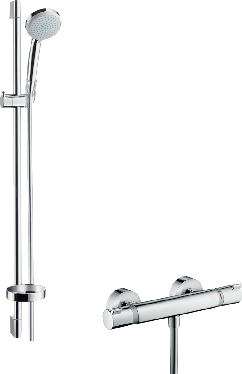 HANSGROHE Croma 100 exponovaný sprchový systém Vario s termostatem Ecostat Comfort a sprchovou tyčí 90 cm #27035000 - chrom