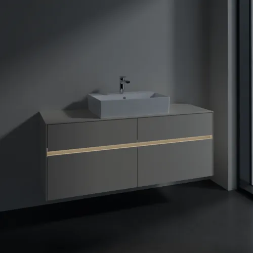 VILLEROY BOCH Toaletní skříňka Collaro, s osvětlením, 4 výsuvy, 1400 x 548 x 500 mm, Cashmere Grey / Cashmere Grey #C131B0VN, obrázek 5