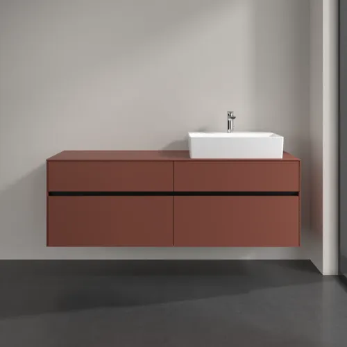 VILLEROY BOCH Toaletní skříňka Collaro, 4 výsuvy, 1600 x 548 x 500 mm, Vínově červená / Vínově červená #C13600AH, obrázek 3