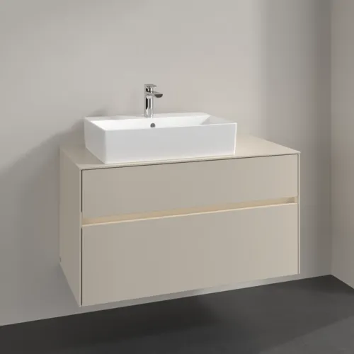 VILLEROY BOCH Toaletní skříňka Collaro, s osvětlením, 2 výsuvy, 1000 x 548 x 500 mm, Cashmere Grey / Cashmere Grey #C126B0VN, obrázek 2