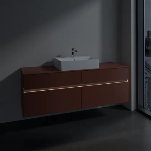 VILLEROY BOCH Toaletní skříňka Collaro, s osvětlením, 4 výsuvy, 1600 x 548 x 500 mm, Vínově červená / Vínově červená #C134B0AH, obrázek 5
