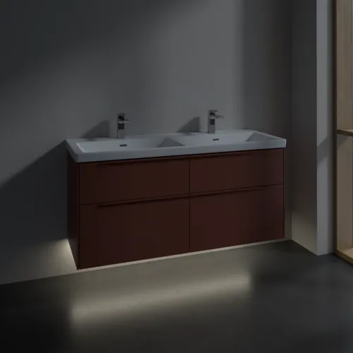 VILLEROY BOCH Subway 3.0 Vanity unit, s osvětlením, 4 výsuvy, 1272 x 576 x 478 mm, vínově červená #C568L2AH, obrázek 5